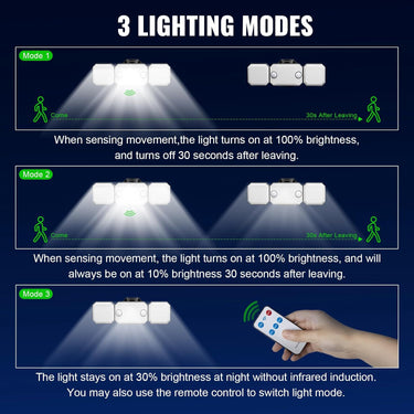 Solar Lights Outdoor - 230 LEDs Split Motion Sensor Flood Lights, 3 Heads IP65 Waterproof Solar Lights 3 Modes Wall Lights for Yard, Patio, Garden, Garage, 2Pack