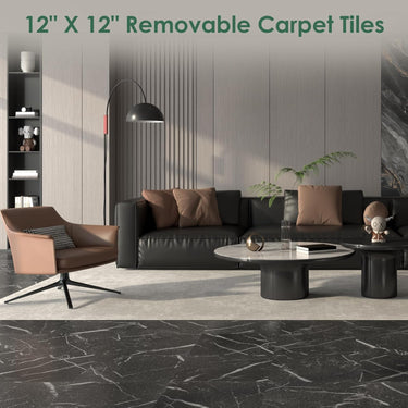 30-Pack Peel and Stick Vinyl Floor Tiles, 12"x12" Self-Adhesive Waterproof Peel and Stick Flooring Planks DIY for Bathroom, Kitchen, Living Room, Cover 30 Sq. Ft Black