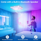 Bathroom Exhaust Fan with Bluetooth Speaker, 230 CFM 1.0 Sone Bathroom Exhaust Fan with Light, 3 Dynamic Light, 7 LED Color, 3 Color Temperatures, Nightlight, Music Sync, Remote, Easy Install