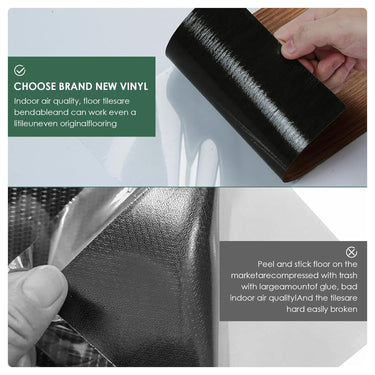 36-Pack Peel and Stick Vinyl Flooring - Self-Adhesive Waterproof Vinyl Flooring for Bedroom, Kitchens, Living Spaces, Unique Design, Easy to Install Vinyl Floor Covers 54 Sq. Ft Dark