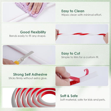 Flexible Quarter Round Molding,White 118 Inch Self Adhesive Peel and Stick Silicone Quarter Round Trim Molding for Wall Edge Corner, Cabinet Edge, Countertops