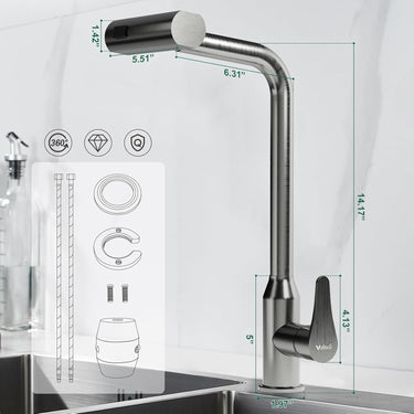 Waterfall Kitchen Faucet with Pull Down Sprayer, 3 Modes Function Sprayer Single Handle Sink Faucet，360° Rotatable Kitchen Sink Faucet Easy Installation Commercial Modern Faucets for Kitchen