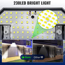 Solar Lights Outdoor - 230 LEDs Split Motion Sensor Flood Lights, 3 Heads IP65 Waterproof Solar Lights 3 Modes Wall Lights for Yard, Patio, Garden, Garage, 2Pack