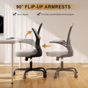 Office Desk Chair, Ergonomic Chairs with Wheels 330LBS Capacity, High Back Mesh Chair for Home Office, Adjustable Lumbar Support, Flip-up Armrests, Comfortable Work Chairs for Back Pain, Grey