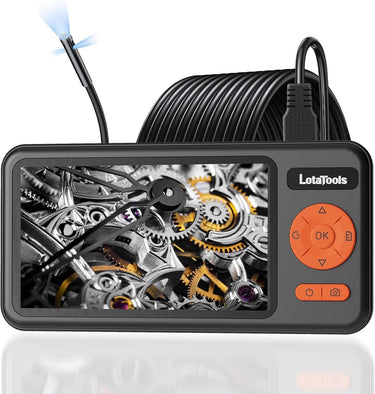 Triple-Lens Borescope, Split View Endoscope Camera with 5" IPS Screen, Inspection Camera, with 32GB Card,Inspection Camera Photo & Video(Sound Available) for Plumbing, Auto, Sewer (50FT)