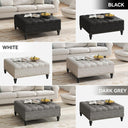 Large Square Storage Ottoman Bench,Versatile Lift-Top Coffee Table, Toy Box Footrest for Living Room in Chenille, Black