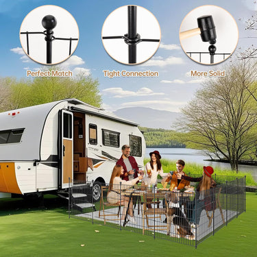 5 Panels Metal Garden Fence,24 in H x 10 ft L Garden Fencing Animal Barrier,Garden Decorative Fence Outdoor Rustproof for Yard Patio Flower Bed Lawn