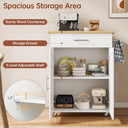 Kitchen Island Cart with Storage, Small Kitchen Island on Wheels with Large Drawer, Adjustable Shelf & Towel Rack, Rolling Island Table for Kitchen & Dining Room, White