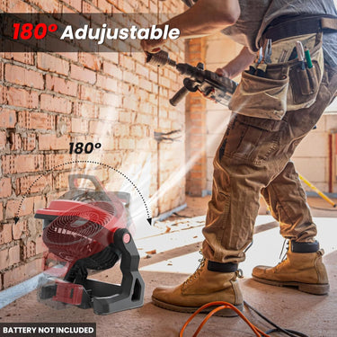 Portable Fan Compatible with milwaukee 18V Battery, 650 CFM Battery Operated Fan, Jobsite Fan 30dB Low Noise, Cordless Ventilador, Ideal for Travel, Work, with Hidden Hook for Hanging