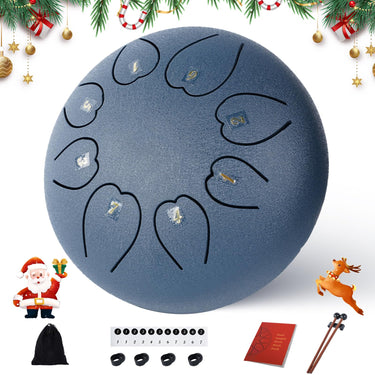Rain Drum for Outside 6 Inch 8 Notes, Malachite Steel Tongue Drum, Music Valentine's Day Gifts for Family Friends, Drum Instrument, New Year Gift Drum for Meditation Yoga Education