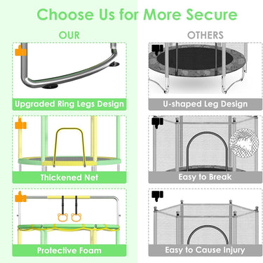 Trampoline for Kids, Upgrade Full Anti-Rust 440lbsToddler Trampoline with Net, 60'' Upgraded Ring Legs Trampoline with Adjustable Gymnastics Bar&Toys, Gifts for Ages 1-8 Boys&Girls(Yellow)