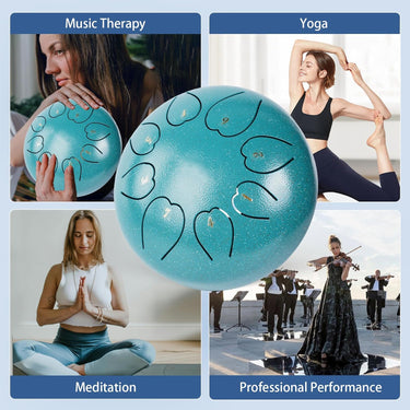 Rain Drum for Outside 6 Inch 8 Notes, Malachite Steel Tongue Drum, Music Valentine's Day Gifts for Family Friends, Drum Instrument, New Year Gift Drum for Meditation Yoga Education