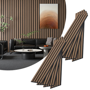 8-Piece Wood Slat Acoustic Panels for Stylish Decor - 47.2" x 7.87"Acoustic Wood Wall Panels 3D Wood Slat Wall Panel Acoustic Wood Panels for Ceiling and Wall Grey Oak
