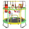 Trampoline for Kids, Upgrade Full Anti-Rust 440lbsToddler Trampoline with Net, 55'' Upgraded Ring Legs Trampoline with Adjustable Gymnastics Bar&Toys, Gifts for Ages 1-8 Boys&Girls（Blue）