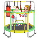 Trampoline for Kids, Upgrade Full Anti-Rust 440lbsToddler Trampoline with Net, 55'' Upgraded Ring Legs Trampoline with Adjustable Gymnastics Bar&Toys, Gifts for Ages 1-8 Boys&Girls（Blue）