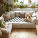 Pet Couch Cover for Sofa, Comfortable Couch Cover for Dog, Square Type Stripe Velvet Dog Bed Washable(Grey，27.6 * 82.7inch)