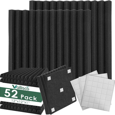 52 Pack Acoustic Panels 1 X 12 X 12 Inch Upgraded, Acoustic Foam Panels for Soundproofing, Noise Reduction, Soundproof Panels for Studios, Offices, and Home Theaters