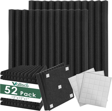 52 Pack Acoustic Panels 1 X 12 X 12 Inch Upgraded, Acoustic Foam Panels for Soundproofing, Noise Reduction, Soundproof Panels for Studios, Offices, and Home Theaters