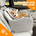 Dog Booster Car Seat for Small/Medium Size, Memory Foam Dog Car Seats, Detachable Booster Cushion, Two Side Pockets, Safety Straps, Washable Pet Car Seat (Grey)