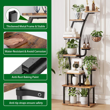 LotFun Plant Stand Indoor with Grow Lights, 9 Tiered Indoor Metal Plant Shelf 2 Pack, 64" Tall Plant Stand for Indoor Plants Multiple, Curved Shape Rack Plant Holder, Large Holder Display Shelf for Living Room, Garden, Patio