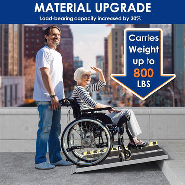 Portable Wheelchair Ramp with Wheels 3FT, 800LBS Capacity Handicap Ramp for Home, Non-Slip Aluminum Folding Threshold Wheelchair Ramp for Steps,Doorways, Curbs, Stairs