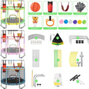 Trampoline for Kids, Upgrade Full Anti-Rust 440lbsToddler Trampoline with Net, 60'' Upgraded Ring Legs Trampoline with Adjustable Gymnastics Bar&Toys, Gifts for Ages 1-8 Boys&Girls(Yellow)