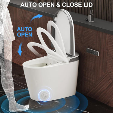 Smart Bidet Toilet, Auto Open/Close Lid, Auto Flush, Built in Tank with Boost Pump, 1000 Gram MaP Flushing Score, Elongated Heated Seat, UV Purified Water Wash and Cleaning Foam Dispenser