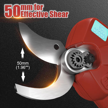 Electric Pruning Shears, 50mm 1.96" Cutting Diameter Cordless Power Pruner with 2Pcs Rechargeable Batteries, Tree Branch Cutter with SK7 High Carbon Steel Blade for Gardening Pruning