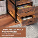 66" L Shaped Desk with Wood Drawers, 113" 2 Person Desk with Printer Stand, Large Reversible L Shape Gaming Desk with Power Outlet, Brown Computer Desk with Power Outlet for Home Office