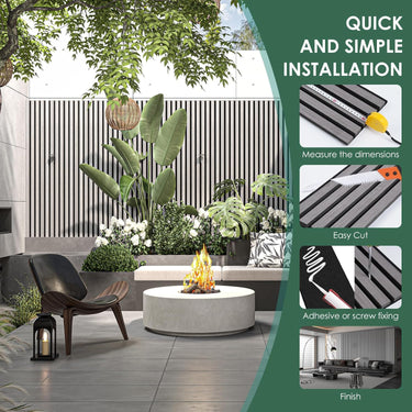 8-Piece Wood Slat Acoustic Panels for Stylish Decor - 47.2" x 7.87"Acoustic Wood Wall Panels 3D Wood Slat Wall Panel Acoustic Wood Panels for Ceiling and Wall Grey Oak