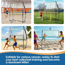 Volleyball Training Equipment, Outdoor Volleyball Practice Net Station Volleyball Spike Trainer for Different Training Levels, Freely Adjustable Height Volleyball Net for Both Indoor & Outdoor Use