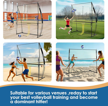 Volleyball Training Equipment, Outdoor Volleyball Practice Net Station Volleyball Spike Trainer for Different Training Levels, Freely Adjustable Height Volleyball Net for Both Indoor & Outdoor Use
