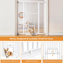 55.1'' Extra Tall Pet Gate for Cat, 29.5-43'' Extra Wide Cat Gate for Doorway with Upgraded Cat Door and 1.37'' Narrower Bar Spacing, NO Drilling Pressure Mounted Dog Gate Indoor
