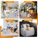 Dog Booster Car Seat for Small/Medium Size, Memory Foam Dog Car Seats, Detachable Booster Cushion, Two Side Pockets, Safety Straps, Washable Pet Car Seat (Grey)