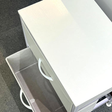 2 Drawer Dresser for Bedroom, Chest of Drawers, Fabric White Dresser with Deep Drawers, Storage Dressers Organizer for Bedroom, Living Room, Hallway (Fabric White 02)