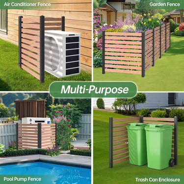 Air Conditioner Fence PVC Privacy Fence Panel Trash Bin Fence 42" W X 42" H Swimming Pool Equipment Enclosure Privacy Fence Outdoor Privacy Screens (2 Panels)