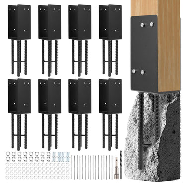 4x4 Post Base Bracket Heavy Duty, Pergola Brackets & Fence Post Anchor, Metal 4x4 Post Sleeve for Wood Posts, Secure Deck & Mailbox Post, Rust Resistant Metal Post Protector (Black, 1 Pack)
