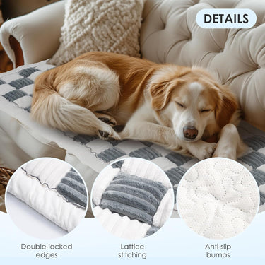 Pet Couch Cover for Sofa, Comfortable Couch Cover for Dog, Square Type Stripe Velvet Dog Bed Washable(Grey，27.6 * 82.7inch)