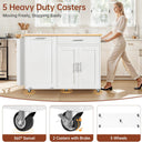 Kitchen Island with Hidden Trash Can Storage, Rolling Kitchen Island with Storage, Drop Leaf, 3-Tier Spice Rack, Towel Rack & Drawer, Portable Island for Kitchen