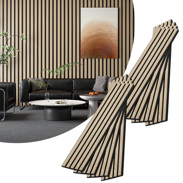 8-Piece Wood Slat Acoustic Panels for Stylish Decor - 47.2" x 7.87"Acoustic Wood Wall Panels 3D Wood Slat Wall Panel Acoustic Wood Panels for Ceiling and Wall Grey Oak