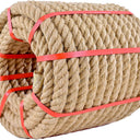 Jute Rope (1 in X 100 ft), Twisted Manila Rope, 25mm Natural Thick Hemp Rope Heavy Duty Tug of War Ropes Thick Rope for Crafts Railing Gardening Bundling Hammocks Home Decorating