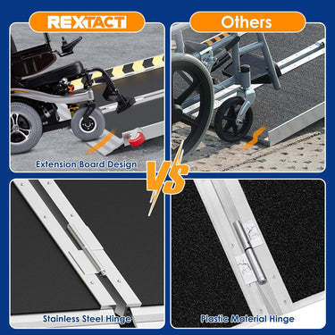 Portable Wheelchair Ramp with Wheels 4FT,800LBS Weight Capacity Threshold Ramps with Anti-Slip Surface for Wheelchair, Foldable Handicap Ramps for Home,Steps,Stairs,Doorways,