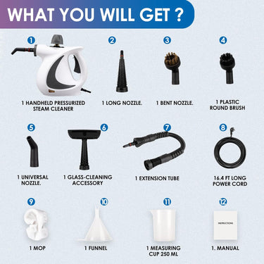 Steam Cleaner for Home, High Pressure Handheld Steam Cleaner with 14-Piece Accessory Set, Portable Steamer for Cleaning Car Upholstery Tile Grout Home