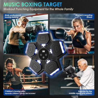 Music Boxing Machine for Adults and Kids, Smart Bluetooth Boxing Training Equipment 5 Targets with Boxing Gloves Wall Mounted, Workout Punching Machine for Home, Gym, Office