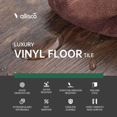 Peel and Stick Floor Tile 36 Pack 54 Sq.Ft, Waterproof Vinyl Flooring Peel and Stick for Office, Living Room, Bathroom, Kitchen - Unique Design, Easy to Install Vinyl Floor, Brown