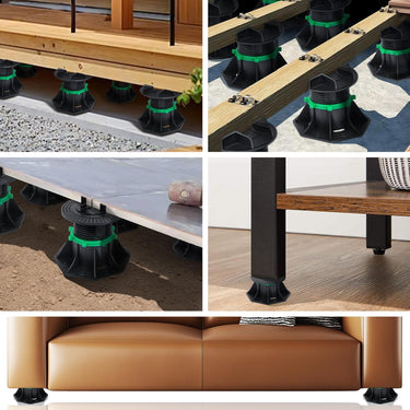 8 PCS Deck Blocks, Tuff Blocks Deck Foundation with Stone Accessories & Rubber Pads, Adjustable Deck Support Pedestal(3.54" to 4.65") - Deck Footings Without Digging,Special Dad's Gift