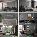 8-Piece Wood Slat Acoustic Panels for Stylish Decor - 47.2" x 7.87"Acoustic Wood Wall Panels 3D Wood Slat Wall Panel Acoustic Wood Panels for Ceiling and Wall Grey Oak
