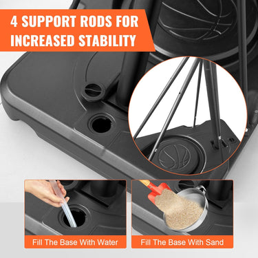 LotFun Basketball Hoop Outdoor, 5.2-10FT Height Adjustable Portable Basketball Hoops with 44 Inch Shatterproof Backboard, Basketball Goal System for Kids Youth and Adults in Backyard/Driveway/Indoor