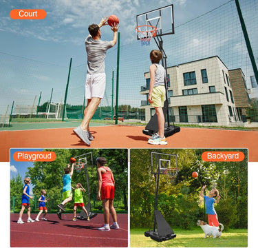 LotFun Basketball Hoop Outdoor, 5.2-10FT Height Adjustable Portable Basketball Hoops with 44 Inch Shatterproof Backboard, Basketball Goal System for Kids Youth and Adults in Backyard/Driveway/Indoor