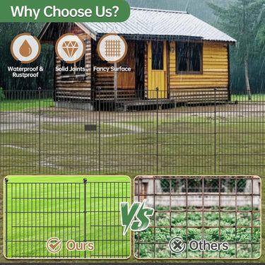 8 Panels Metal Garden Fence,24 in H x 16 ft L Garden Fencing Animal Barrier,Garden Decorative Fence Outdoor Rustproof for Yard Patio Flower Bed Lawn